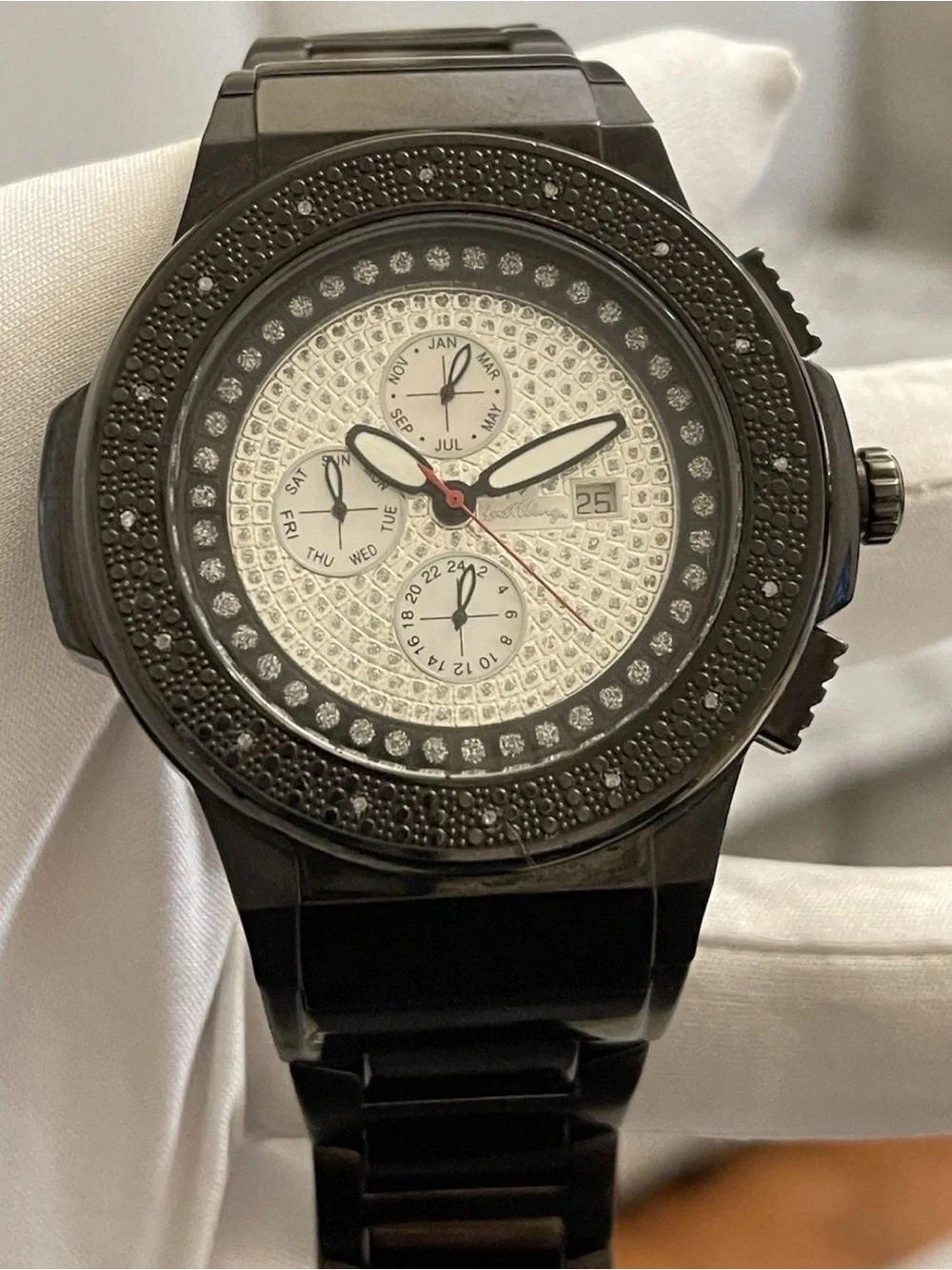 JBW Victory JB-6101 Chronograph Black Diamond 51mm Men’s Swiss Movement Watch